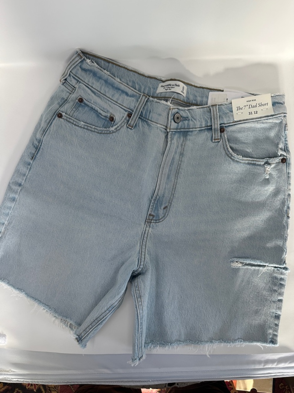Abercrombie & Fitch Stone Washed Light Blue Denim Shorts dad shorts new 31 12
